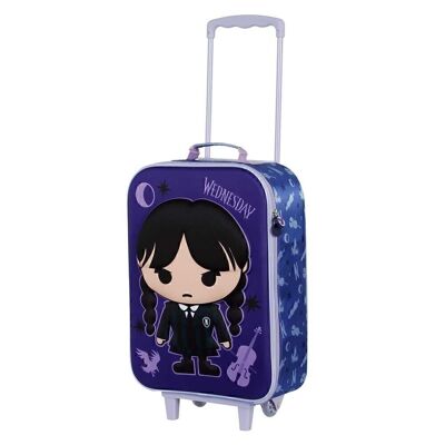 Wednesday Chibi-3D Soft Trolley Suitcase, Lilac