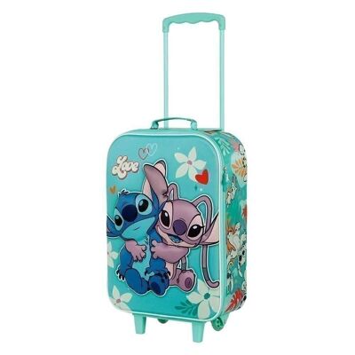 Disney Lilo and Stitch Love-3D Soft Trolley Suitcase, Turquoise