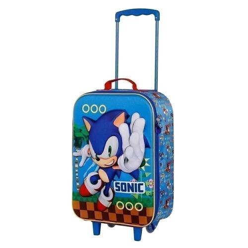 Sega-Sonic Faster-Maleta Trolley Soft 3D, Azul