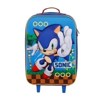 Sega-Sonic Faster-Soft Valise trolley 3D Bleu 2