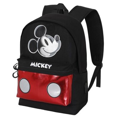 Disney Mickey Mouse Iconic-HS Silber Rucksack, Schwarz