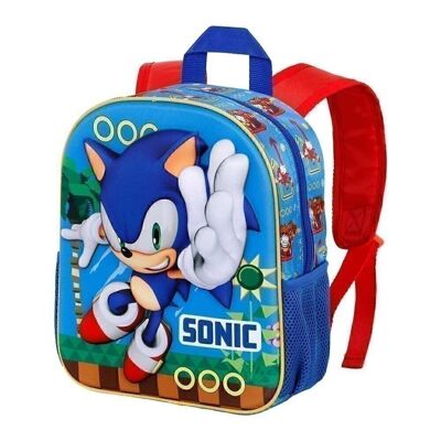 Sega-Sonic Faster-Small 3D Backpack, Blue