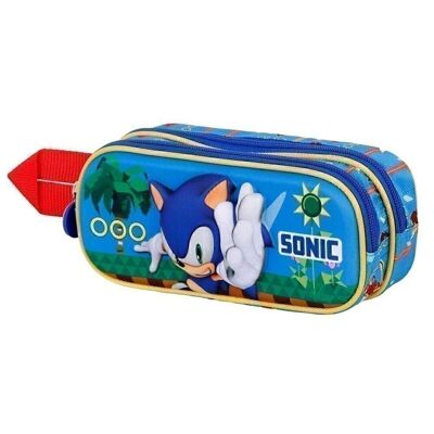 Sega-Sonic Faster-Estuche Portatodo 3D Doble, Azul