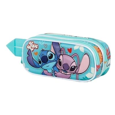 Disney Lilo and Stitch Love-Double 3D Pencil Case, Turquoise