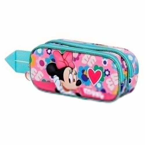 Disney Minnie Mouse Heart-Estuche Portatodo 3D Doble, Rosa