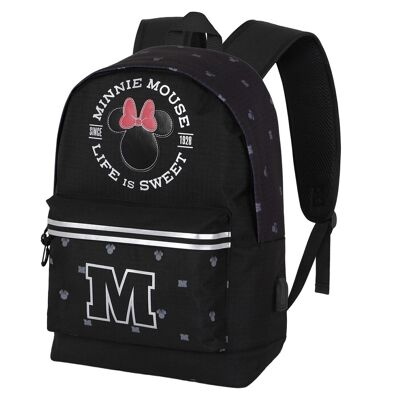 Disney Minnie Mouse Symbol-HS Silver Backpack, Black