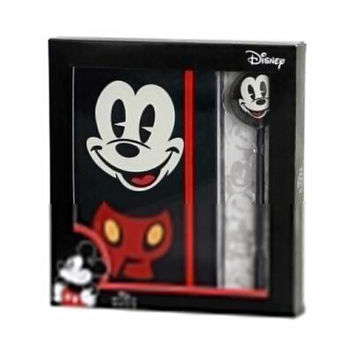 Disney Mickey Mouse Face-Geschenkbox mit Tagebuch und Modestift, Schwarz