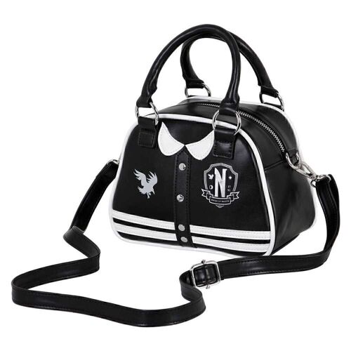 Miércoles Varsity Casual-Bolso Bowling Fashion, Negro