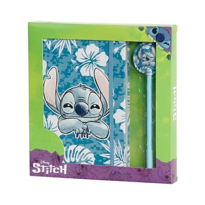 Disney Lilo and Stitch Aloha-Gift Box with Diary and Fashion Pen, Blue