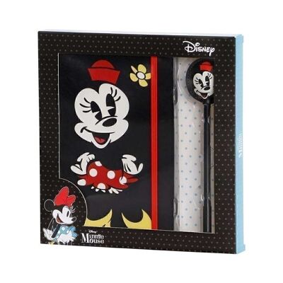 Disney Minnie Mouse Face-Gift Box with Diary and Fashion Pen, Black