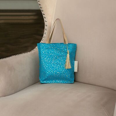 Fabric Gift Bags Tote Style - Turquoise Confetti (Medium)