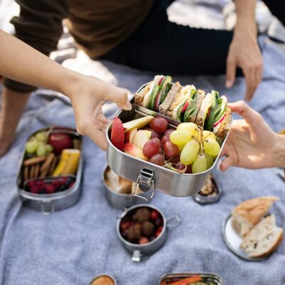Bento Flex+ - lunch box made of stainless steel with 1.3 L capacity and flexible divider - Munich Edition