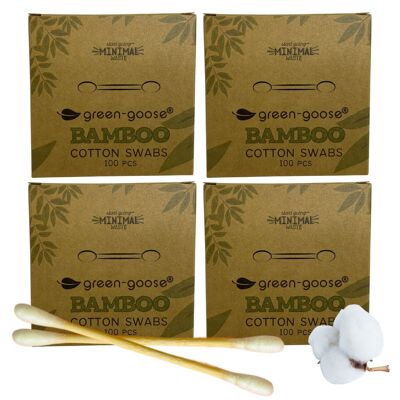 hisopos de algodón de bambú green-goose | 4x100 Piezas