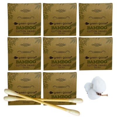 Tamponi di cotone in bambù Green Goose | 8x100 pezzi