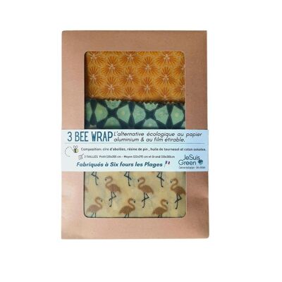 Bee Wrap 3 sizes - reusable packaging / zero waste / beeswax / ecological