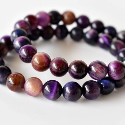 Violet Tiger Cats Eye Bracelet, Crystal Bracelet (Creativity and Intuition)