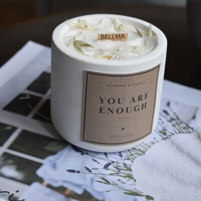 Scented candle You are enough with elegant dried flower accents for friends, family and your home