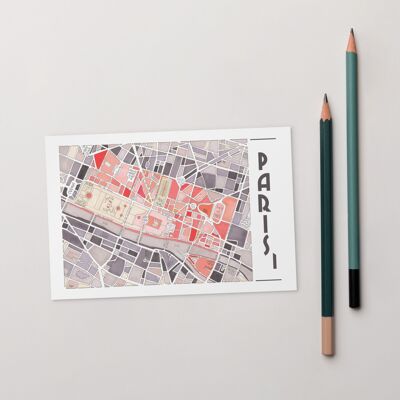Illustrierte Postkarten Karte der Bezirke von PARIS
