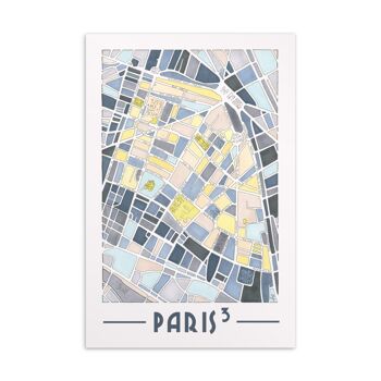 Cartes Postales illustrées Plan des arrondissements de PARIS 4