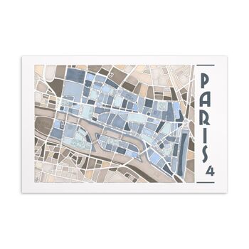 Cartes Postales illustrées Plan des arrondissements de PARIS 5