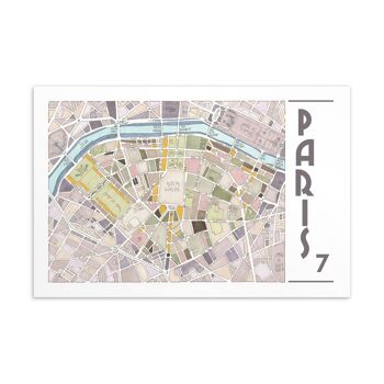 Cartes Postales illustrées Plan des arrondissements de PARIS 8