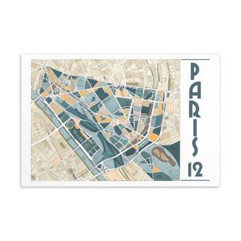 Cartes Postales illustrées Plan des arrondissements de PARIS 13