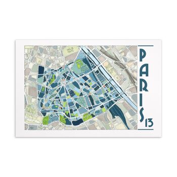 Cartes Postales illustrées Plan des arrondissements de PARIS 14