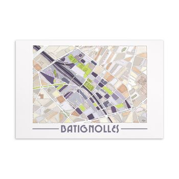 Cartes Postales illustrées Plan des arrondissements de PARIS 17