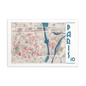 Cartes Postales illustrées Plan des arrondissements de PARIS 18