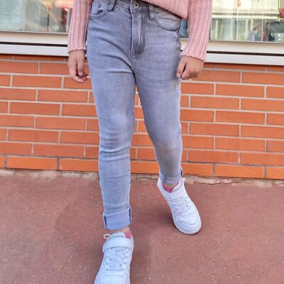 Gray adjustable high-waisted skinny jeans for girls