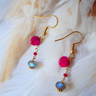 Orecchini Mahita con rubellite e labradorite