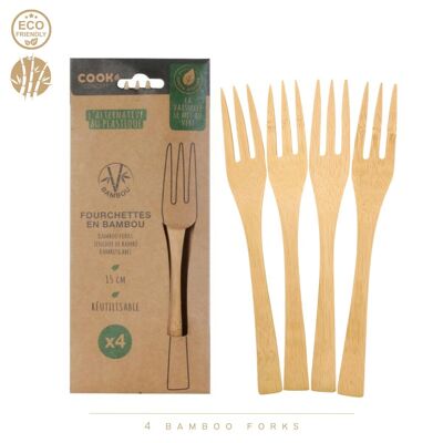 Forchette di bambù Cook Concept | 4 pezzi | 15 cm