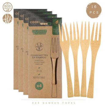 Fourchettes en bambou Cook Concept | 16 pièces | 15 cm 1