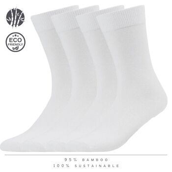 green-goose Chaussettes Bambou Hommes | 4 paires | Blanc 2