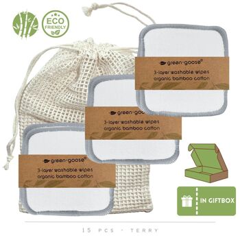 tampons de coton réutilisables green-goose | 15 pièces | Dans un emballage cadeau | Moyen 2