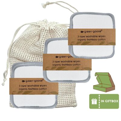 Almohadillas de algodón reutilizables green-goose | 15 Piezas | En embalaje de regalo | Medio
