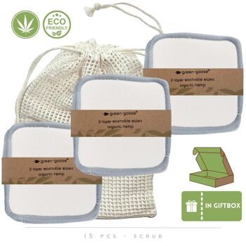 tampons de coton réutilisables green-goose | 15 pièces | Dans un emballage cadeau | Frotter 2