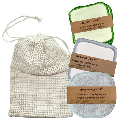 green-goose Dischetti di cotone riutilizzabili - 15 pezzi - Mix