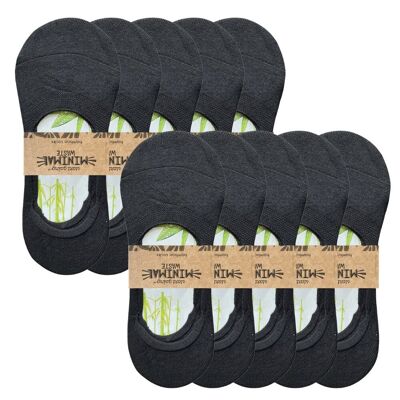 Footies de bambú para mujer de green-goose | 10 pares | Negro | 35-39