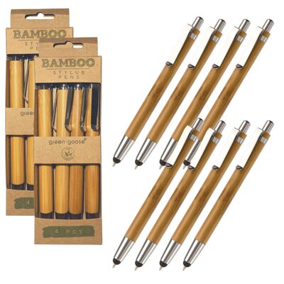 Lápiz óptico de bambú de ganso verde | 8 piezas