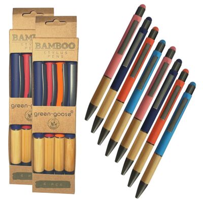 Lápiz óptico de bambú de ganso verde | Colores aleatorios | 8 piezas