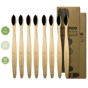 brosses à dents en bambou green-goose | 8 pièces | Dur 1