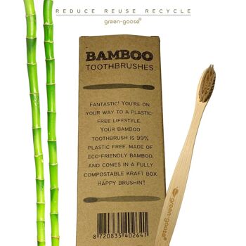 brosses à dents en bambou green-goose | 8 pièces | Moyen 2