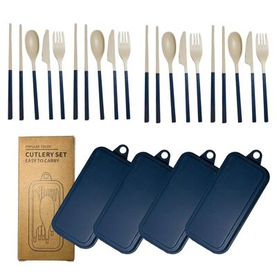 Green-Goose Set di posate biologiche pieghevoli | Blu | 4 set