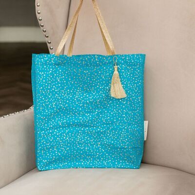 Bolsas de regalo de tela estilo tote - Confeti turquesa (grande)