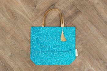 Sacs-cadeaux en tissu style fourre-tout - Confettis turquoise (grand) 2