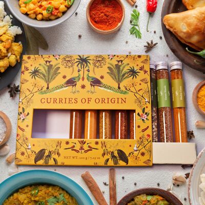 Selezione mondiale delle spezie al curry | 8 miscele uniche | Set regalo premium per gli amanti del curry