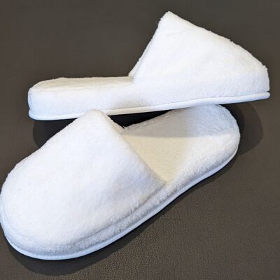 Terry and velor slippers with ultra soft sole