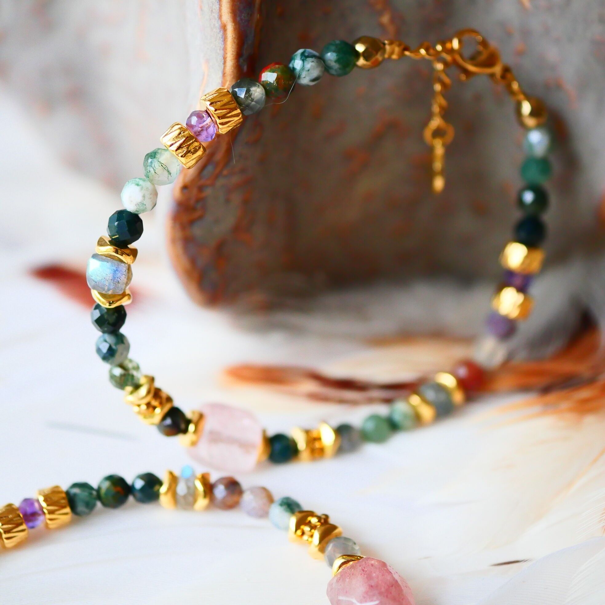 Bracciale Jasmit in agata indiana, quarzo ciliegia