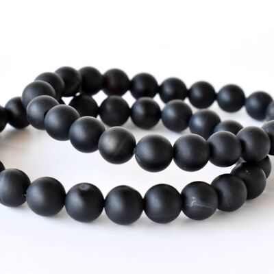 Matt Black Onyx Bracelet, Crystal Bracelet (Focus and Growth)